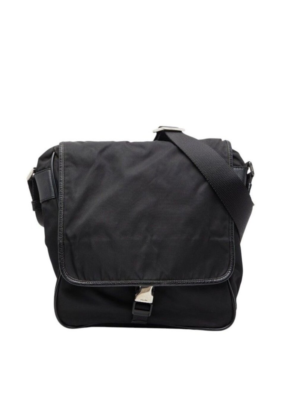 Prada Crossbody Shoulder Bag Black Nylon Saffiano Leather